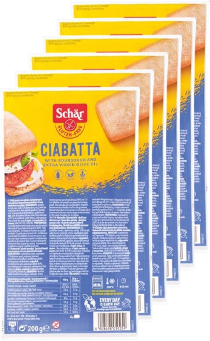 Schär | Glutenvrij | Ciabatta's | 6 stuks | 6 x 200 g