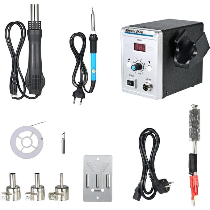 KKmoon 858D 700W Hoogwaardig Soldeerstation LED Digitaal Soldeerbout Desoldeerstation BGA EU Plug