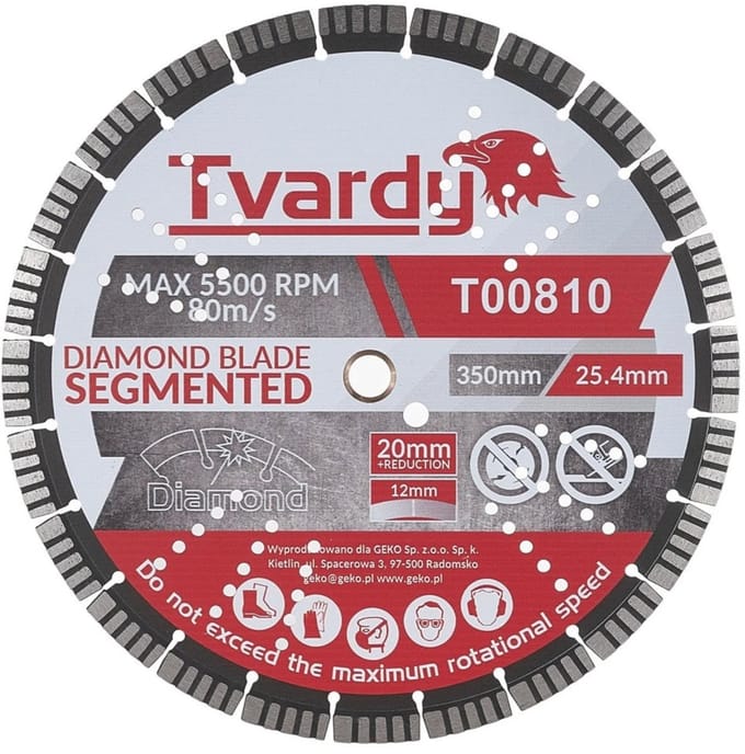 Tvardy Diamantschijf - Segmentprofiel - 350 mm - Voor Bouwmaterialen