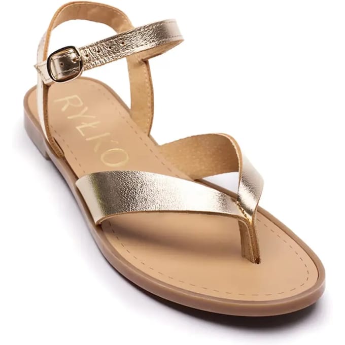 Hoogwaardige metallic leren slippers vrouw Ryłko