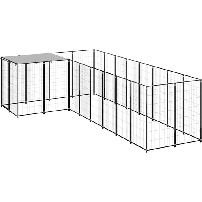 vidaXL - Hondenkennel - 6,05 - m² - staal - zwart