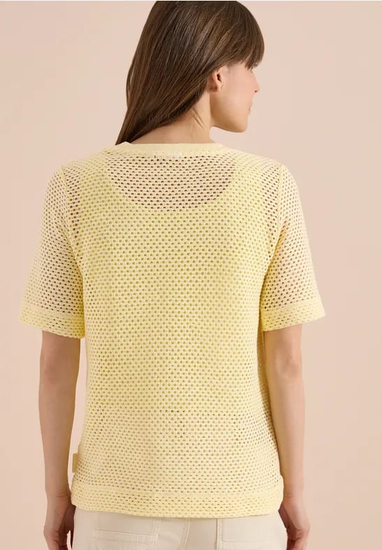 Shirt met ronde hals in ajour look