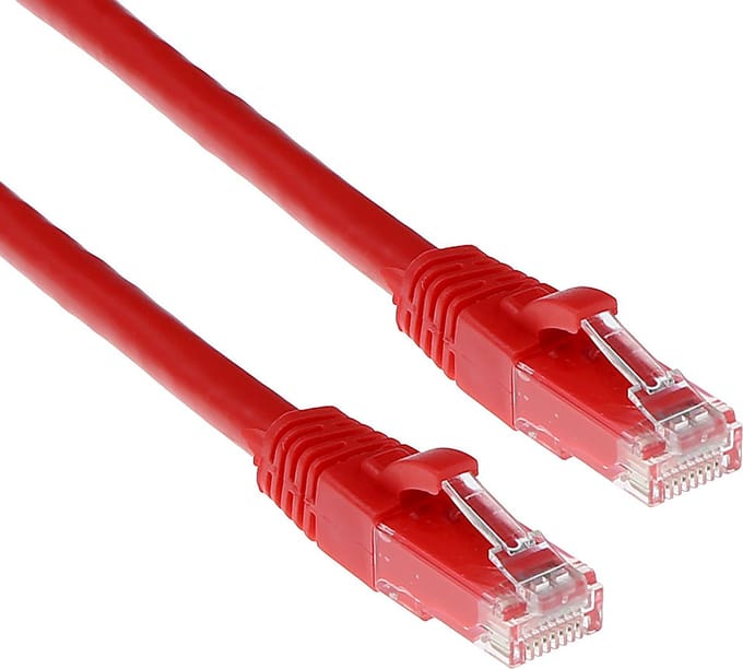 ACT Rode 0,5 meter U/UTP CAT6A patchkabel snagless met RJ45 connectoren IB2500