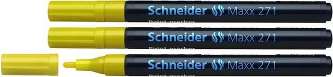 Schneider lakmarker - Maxx 271 - lijnbreedte 1-2 mm - geel - 3 stuks - verfstift - S-127105-3