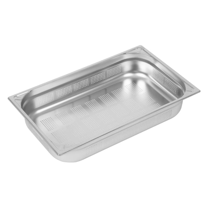 Vogue Zware kwaliteit geperforeerde RVS 1/1 Gastronorm bak 100mm