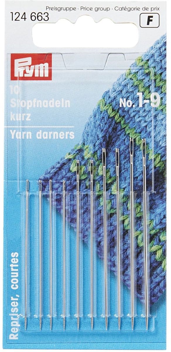 Stopnaalden kort staal No. 1-9 assorti 10 st.