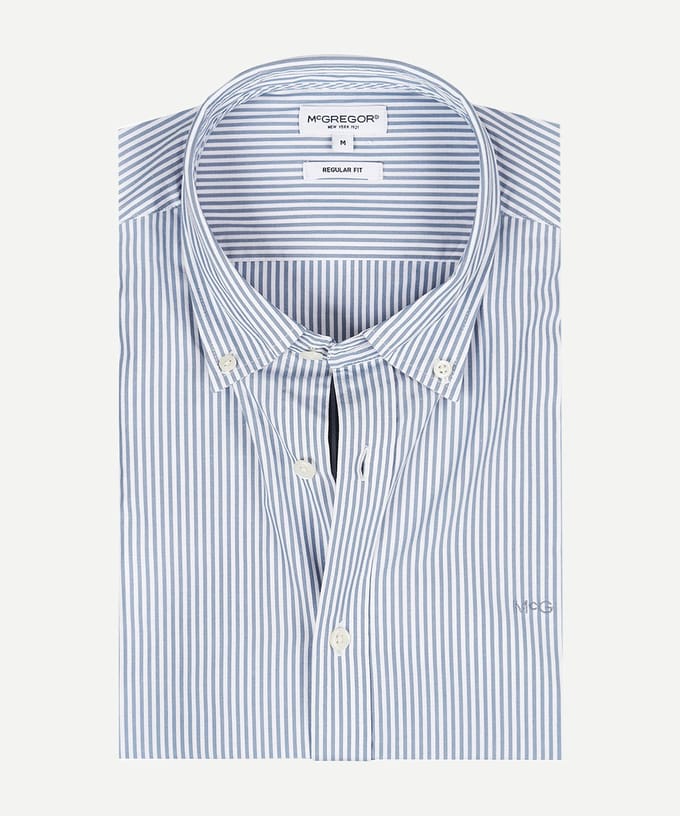 McGregor Overhemd Poplin Stripe Peached Shirt Blue (MM999.6001.05 - 2015)
