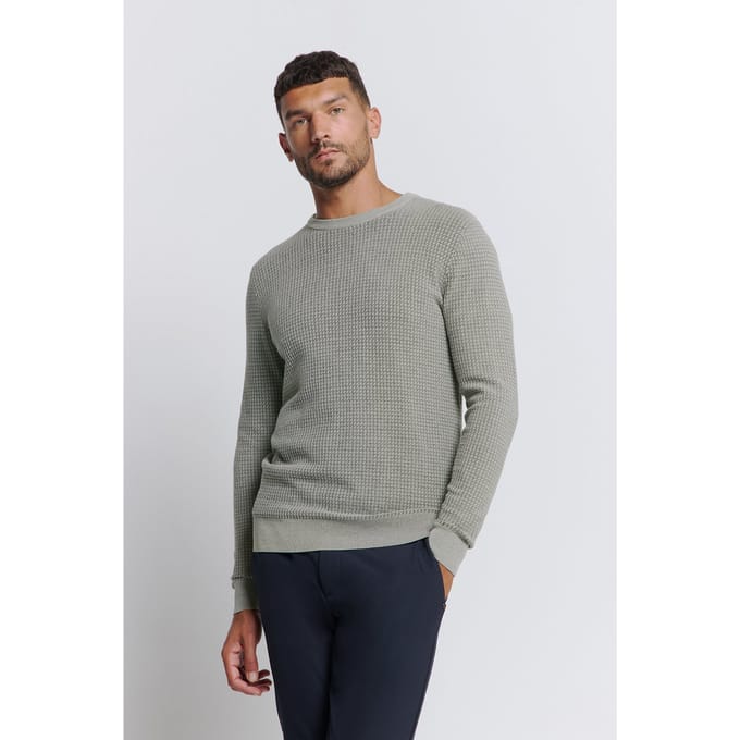 No Excess Pullover Crewneck 2 Coloured Waffle Jacquard Grey Größe: XXL | Pullover Outlet | Herren | Grau