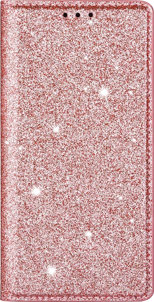 Hoesje geschikt voor iPhone 16 Plus - Bookcase - Pasjeshouder - Portemonnee - Glitter - TPU - Rose Goud