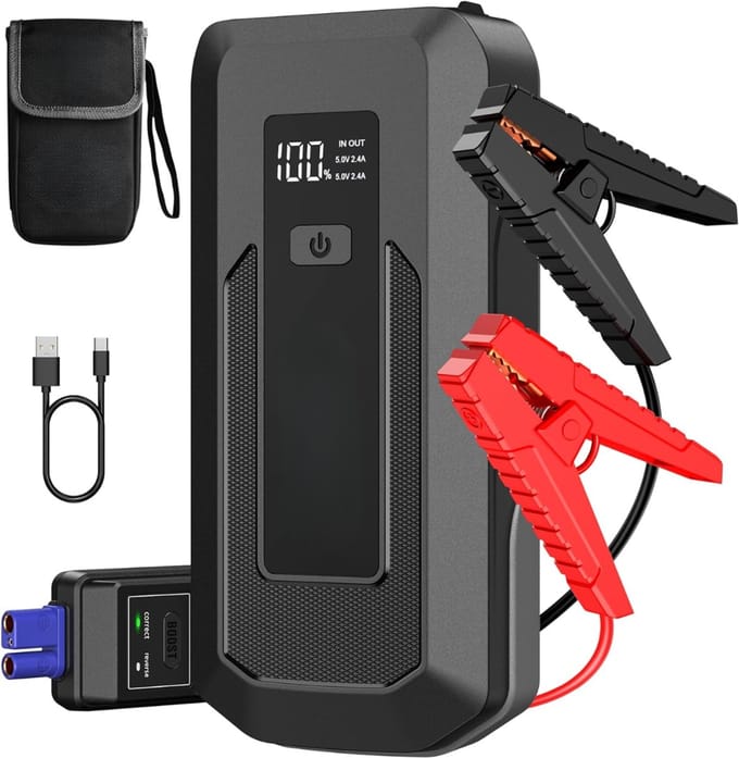 SVN® Jumpstarter Voor Auto - Jumpstarter - Starthulp - Grijs - ‎4cmx 9cmx 18cm; 848 g