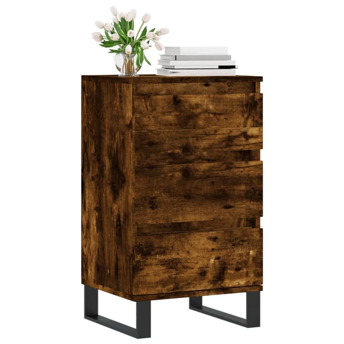 vidaXL - Dressoir - 40x35x70 - cm - bewerkt - hout - gerookt - eikenkleurig