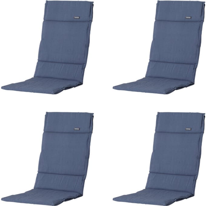 Madison - Tuinkussen Fiber Deluxe Panama safier blue - Ca. 125x50 cm - Set van 4