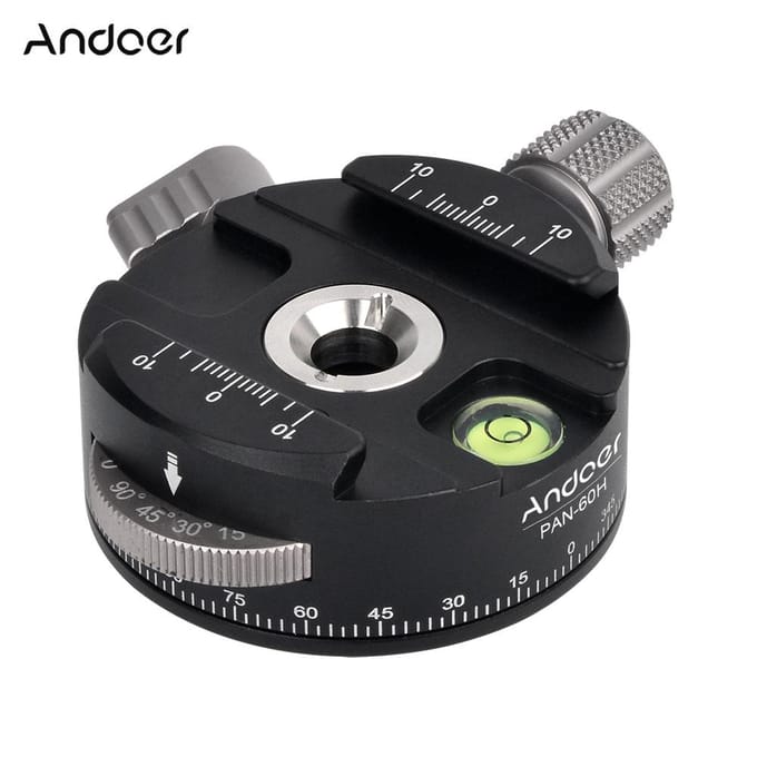 PAN-60H Panoramische kogelkop Statiefkop met indexerende rotator, AS-type klem zilver