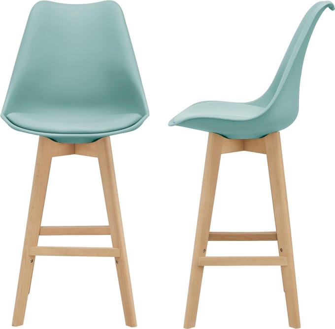 Barkruk set van 2 kunstleer en beuken 105x48x58 cm mint