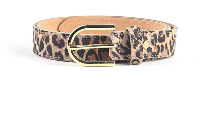 Giuliano Lederen Riem - made in Italy - Dames - Panter Tailleriem - Beige