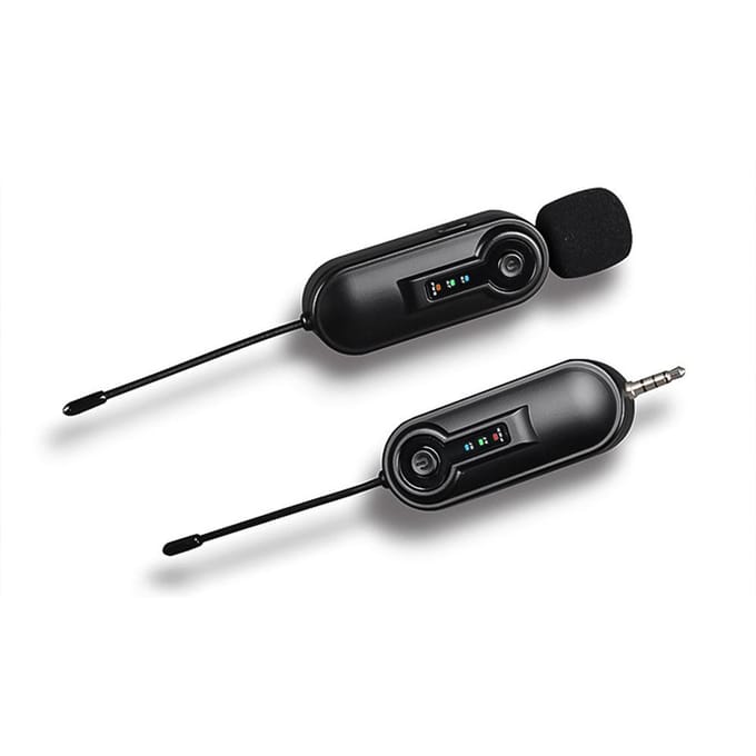UHF draadloze microfoon Clip-on microfoon 50M effectieve transmissie Ingebouwde batterij 3,5 mm TRRS-stekker zwart