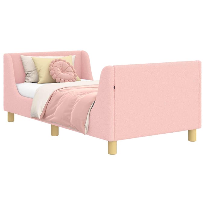 vidaXL - Kinderen - bedframe - met - hoofdboard - Roze - 80 - x - 160 - cm - Bouclé
