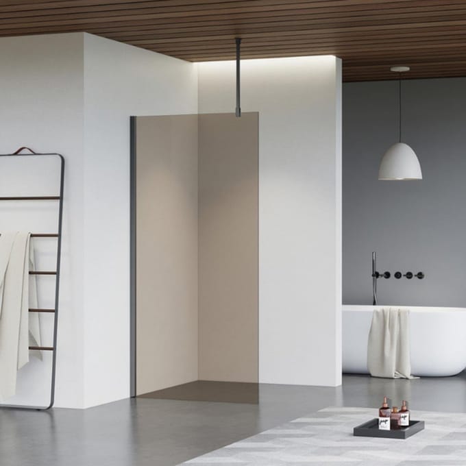 FugaFlow Eccelente Vetro inloopdouche badkamer - 100x200cm - rookglas - plafondarm - gunmetal