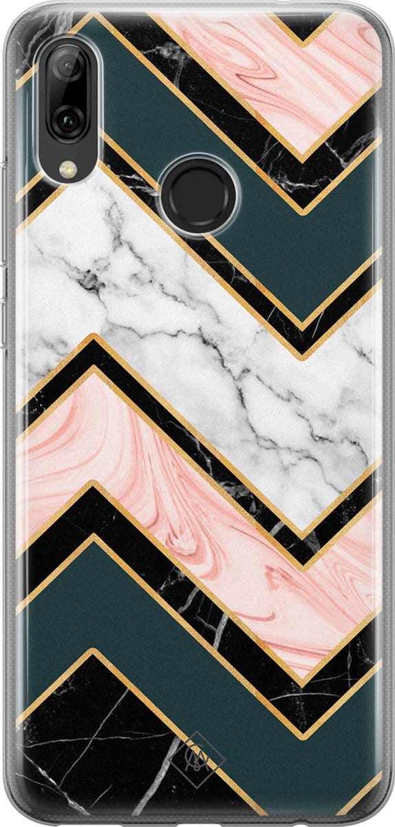 Casimoda® hoesje - Geschikt voor Huawei P Smart (2019) - Marmer Triangles - Siliconen/TPU - Soft Case - Multi - Marmer