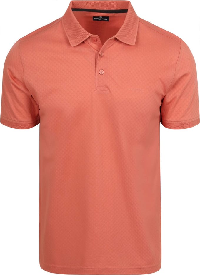Polo State of Art Regular Fit rood effen pique 3 knoops textuur