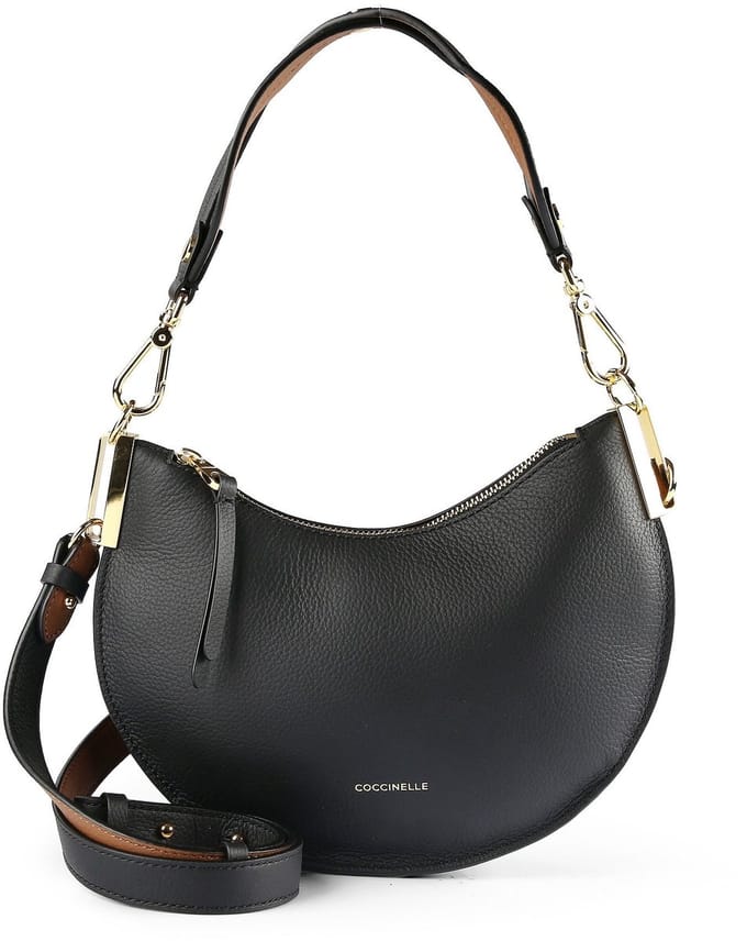 COCCINELLE Leren schoudertas Sunup Shoulder Bag Noir / Cognac zwart