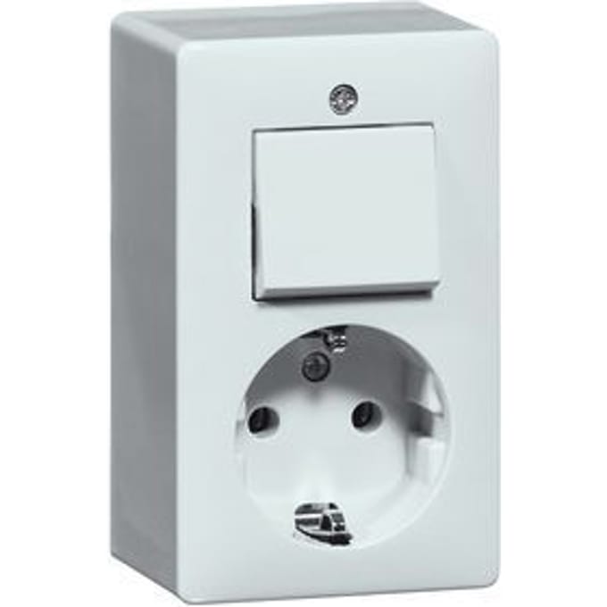 Peha wandschakelaar en wandcontactdoos combinatie 2-polig universeel wit - 00275621 - E3MG2