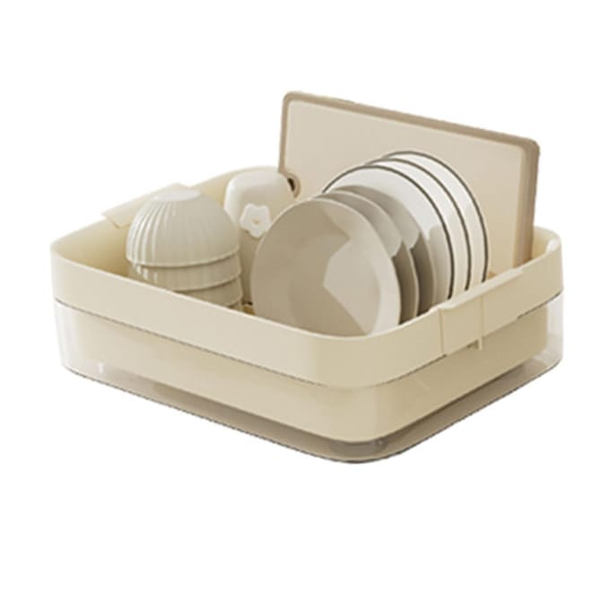 Afwasrek Multifunctioneel Afwasrek voor Keukenblad met Afwateringsfunctie Groot beige