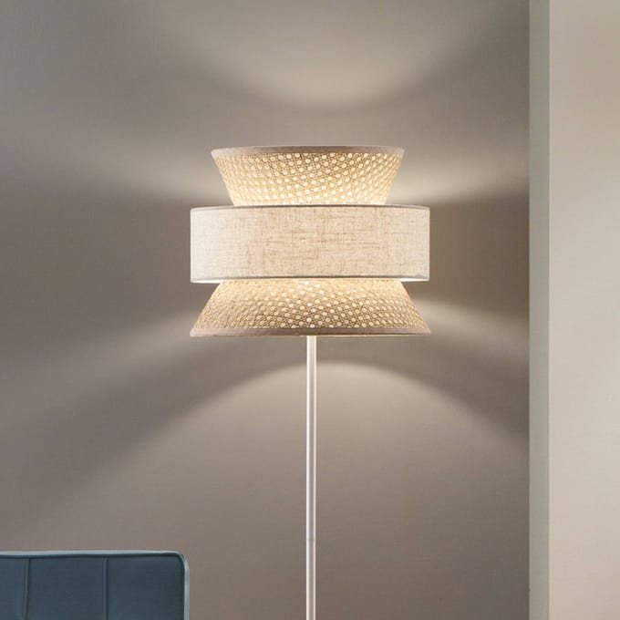 Luce Ambiente Design Vloerlamp Gazebo, naturel/beige, hoogte 147 cm, rotan/stof