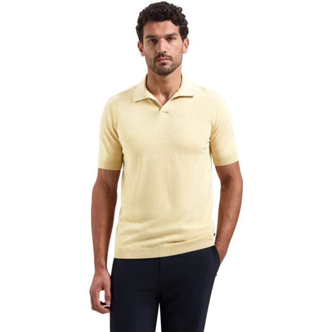 No Excess Pullover Short Sleeve V-Polo Melange Yellow  XL