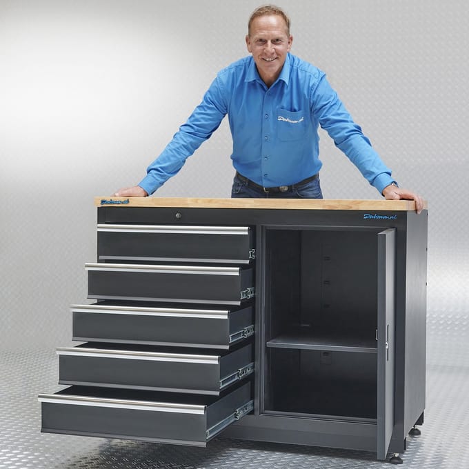Datona® Werkbank met laden 120 cm - Zwart