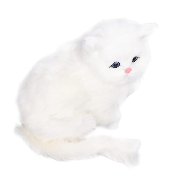 Simulatie Kat Wit Schattig Aantrekkelijk Pluche Nep Kat Speelgoed met 84mAh Batterij voor Speelgoed Cadeau Decoraties white