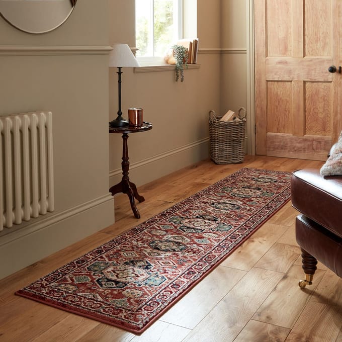 Flycarpets Loper Laagpolig vloerkleed Gillingham- Klassiek - Rood 60 x 230 cm