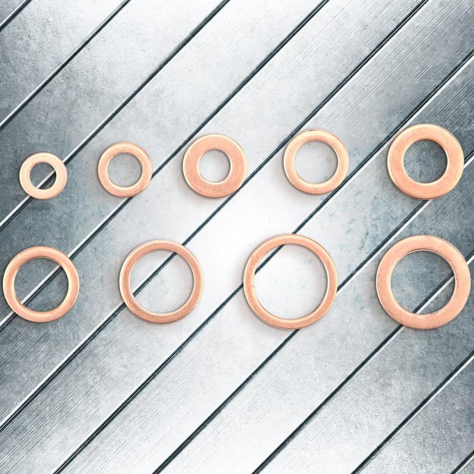 200 stuks Koperen Sluitring Pakking Platte Ring Afdichting Assortimentskit M5 M6 M8 M10 M12 M14