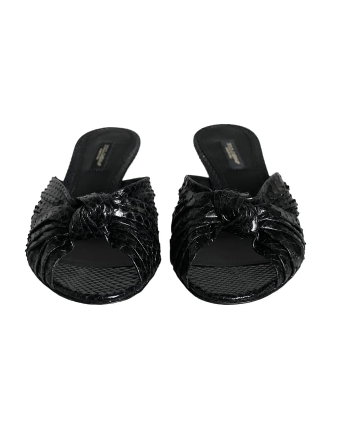 Dolce & Gabbana Zwarte Leren Hakken Slides Sandalen Schoenen
