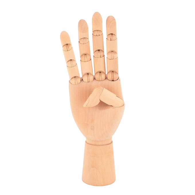 Houten Handmodel Flexibele Beweegbare Vingers Rechterhand Mannequin Figuur voor Display Tekenen Studie beige