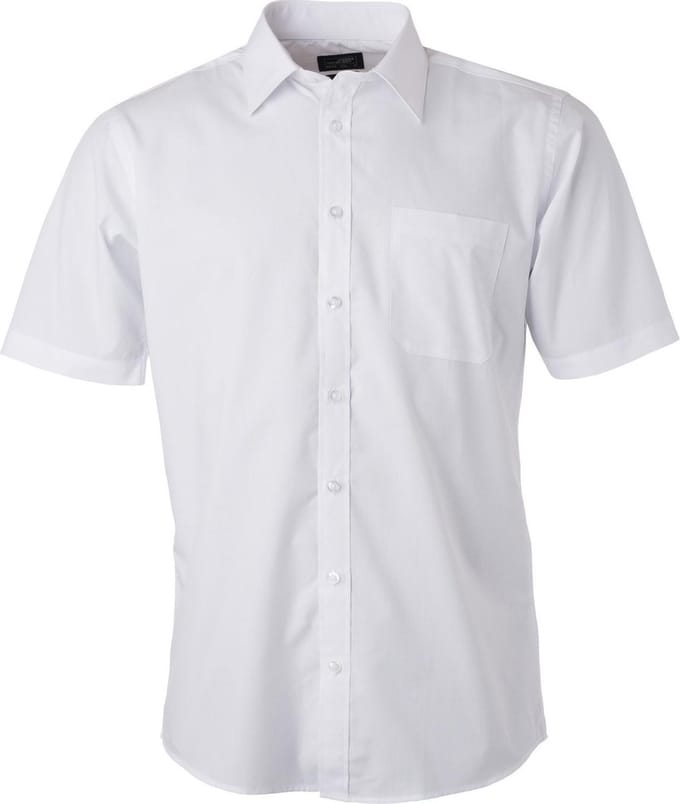 Daiber Herenshort Poplin Shirt met korte mouwen (Wit)