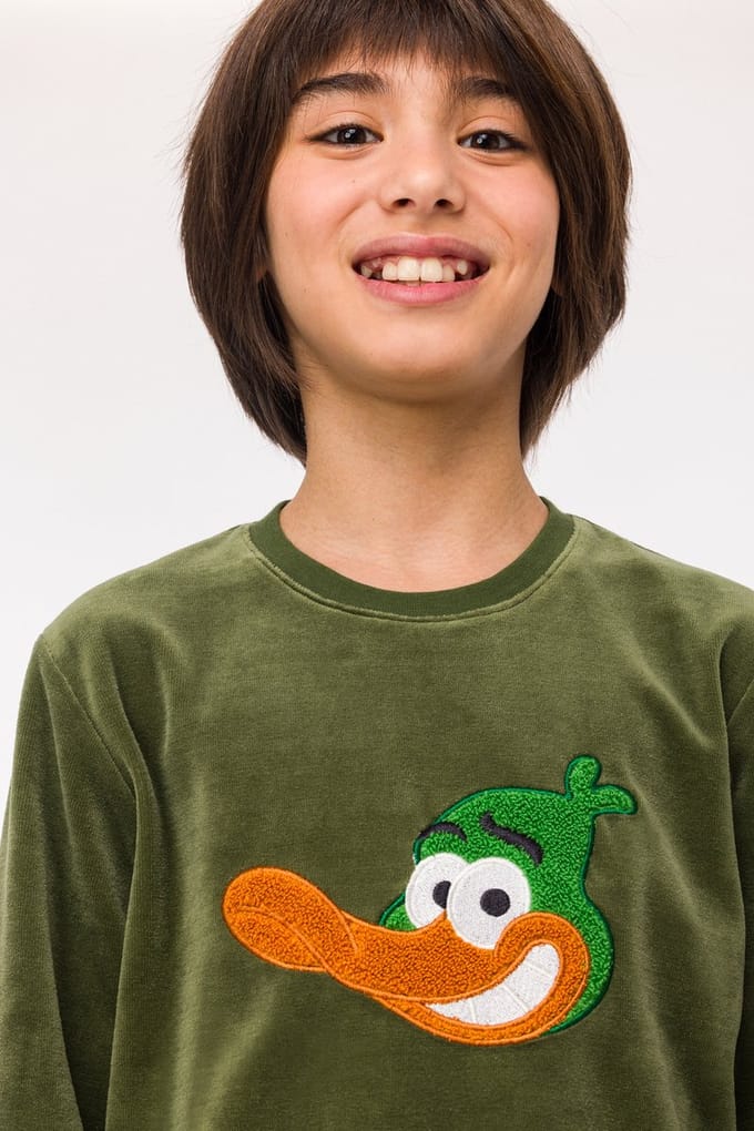 Woody pyjama unisex - eend - streep -242-10-PLC-V/753 - maat 104