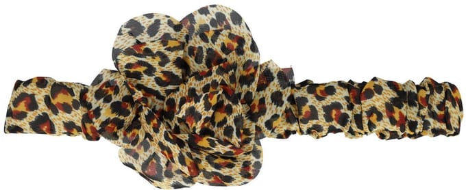 Haarsoires Haarband met Bloem - Panterprint – Zwart bruin