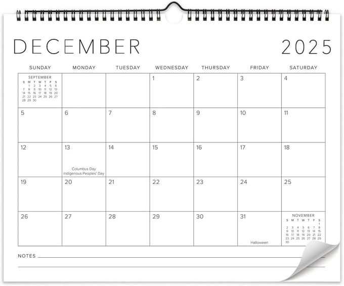 Grote Wandkalender 2025-2026 Minimalistisch Maandoverzicht