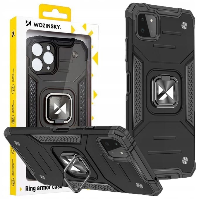 Wozinsky Ring Armor Armored Hybrid Case Cover + Magnetic Holder Samsung Galaxy A22 4G Black