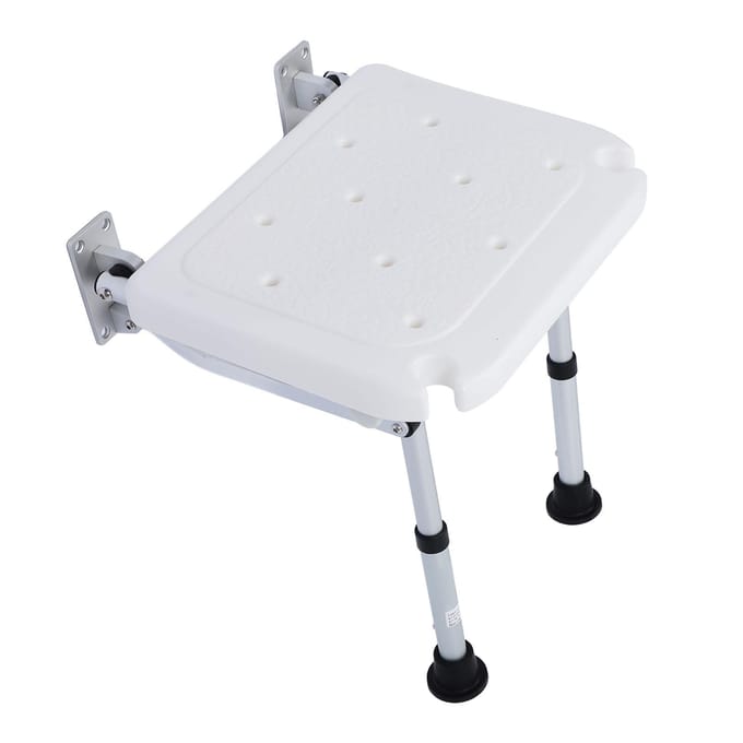 Chaise de douche pliante, tabouret de salle de bain mural, banc de douche antidérapant pour personnes âgées et enceintes white
