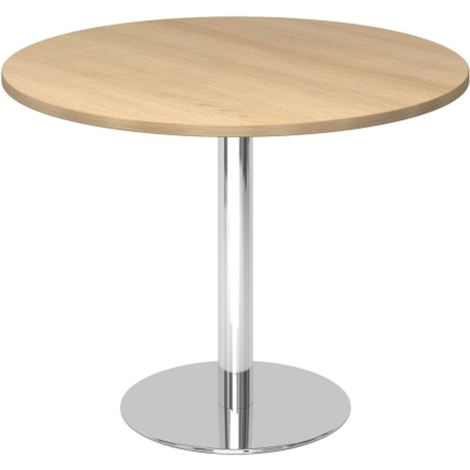 BISTRO F100R C - Systeem conferentietafel Chroom Eiken Ø 100
