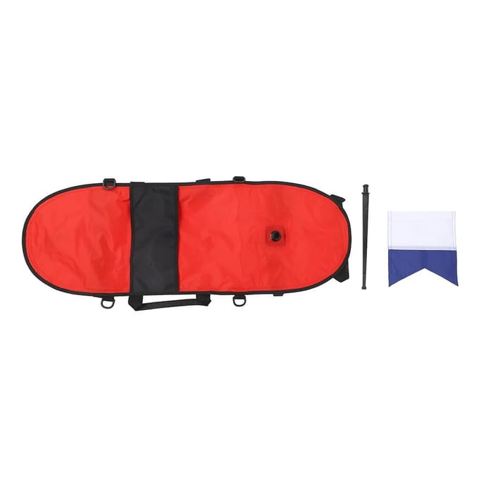 Bouée de marquage de surface gonflable d'extérieur pour plongée sous-marine avec drapeau de plongée (rouge)