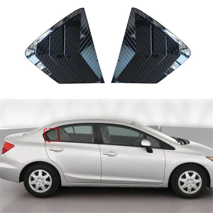 2 stuks Auto Side Kwart Venster Vent Louvre Sluiter Cover Voor HONDA Civic 2012-2015 black