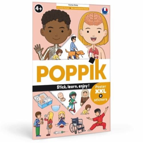 Poppik Educatieve stickerposter - Menselijk lichaam - 48 herbruikbare stickers
