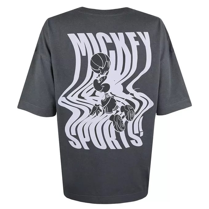 Disney Dames/dames Mickey Mouse Wave Oversized T-shirt (Donker houtskool)