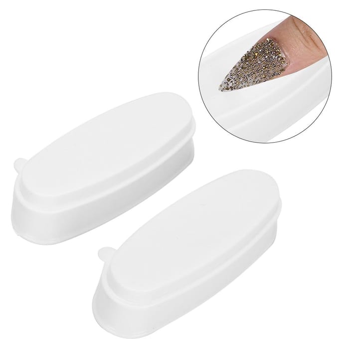 2 stuks Nagel Dip Poeder Tray Nagel Dip Container DIY Nail Art Gereedschap Accessoire white