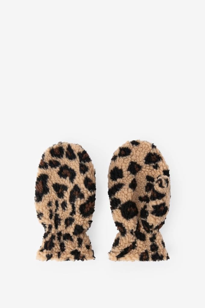 Sissy-Boy - Bruine teddy wanten met leopard print - XXS-XS