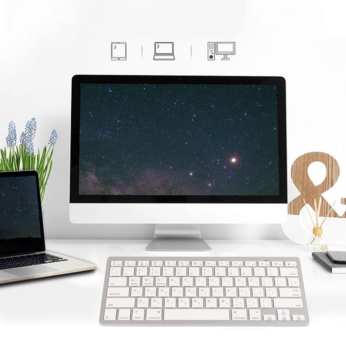 Clavier Bluetooth sans fil russe ultra-fin et multifonction pour Apple, Mac, Windows, Android gray