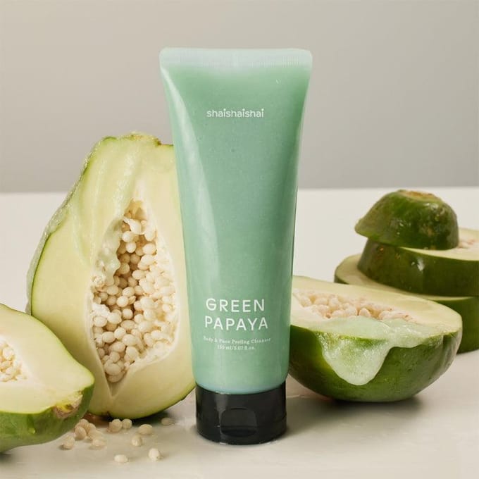 [shaishaishai] Green Papaya Body & Face Peeling Cleanser 150ml beige